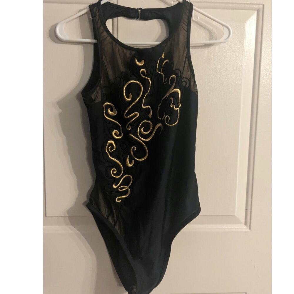 Bolero Navy Blue &  Gold  One  Piece  Bathing Suit,   Sizz 14
